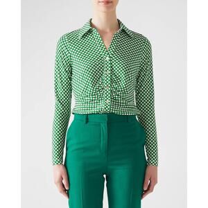 Lk Bennett 'Molly Malachite / Birch Jerse' Green Long Sleeve Top Size L